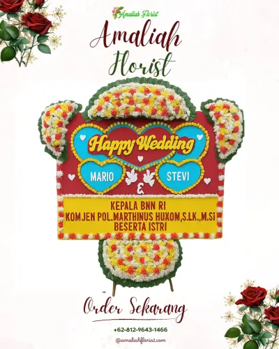 Karangan Papan Bunga Pernikahan di Lapadde